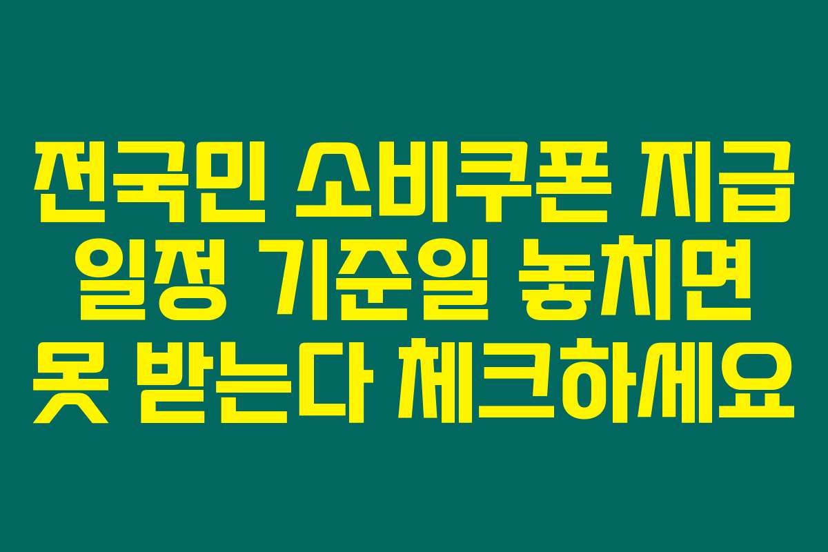 전국민 소비쿠폰 지급 일정 기준일 놓치면 못 받는다 체크하세요