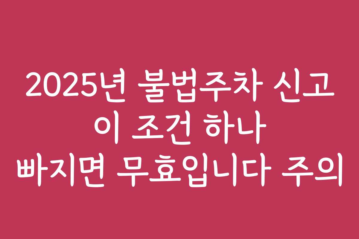 2025년 불법주차 신고 이 조건 하나 빠지면 무효입니다 주의