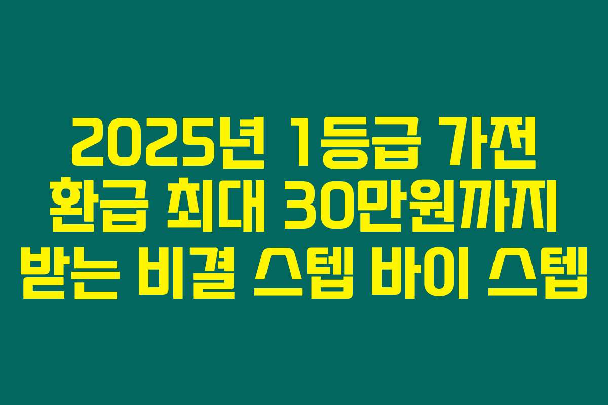 2025년 1등급 가전 환급 최대 30만원까지 받는 비결 스텝 바이 스텝