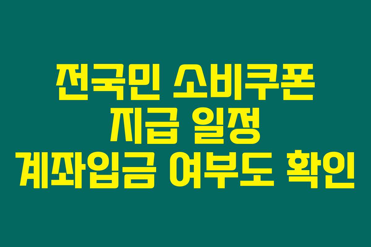 전국민 소비쿠폰 지급 일정 계좌입금 여부도 확인