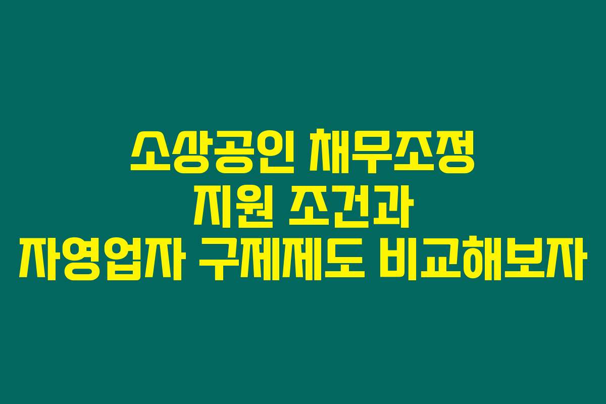 소상공인 채무조정 지원 조건과 자영업자 구제제도 비교해보자