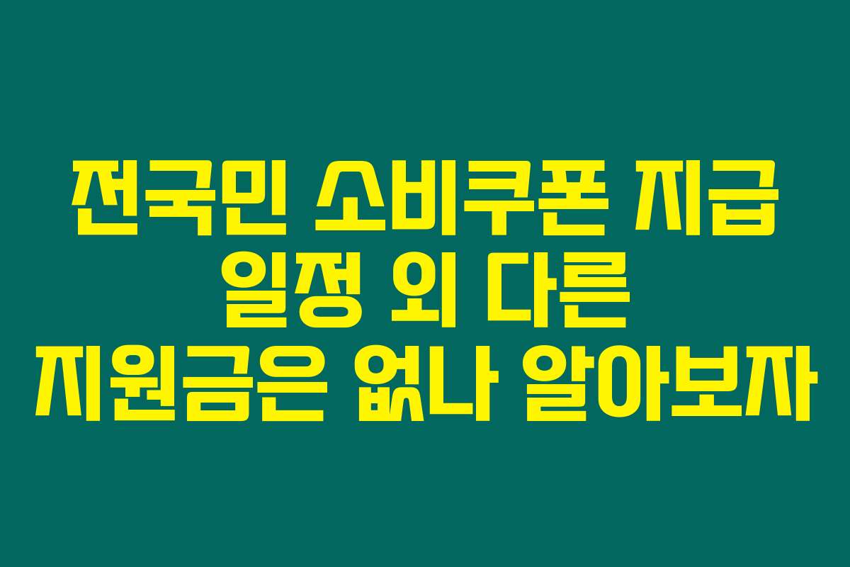 전국민 소비쿠폰 지급 일정 외 다른 지원금은 없나 알아보자