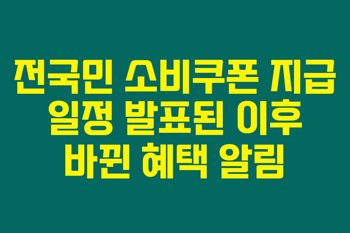 전국민 소비쿠폰 지급 일정 발표된 이후 바뀐 혜택 알림