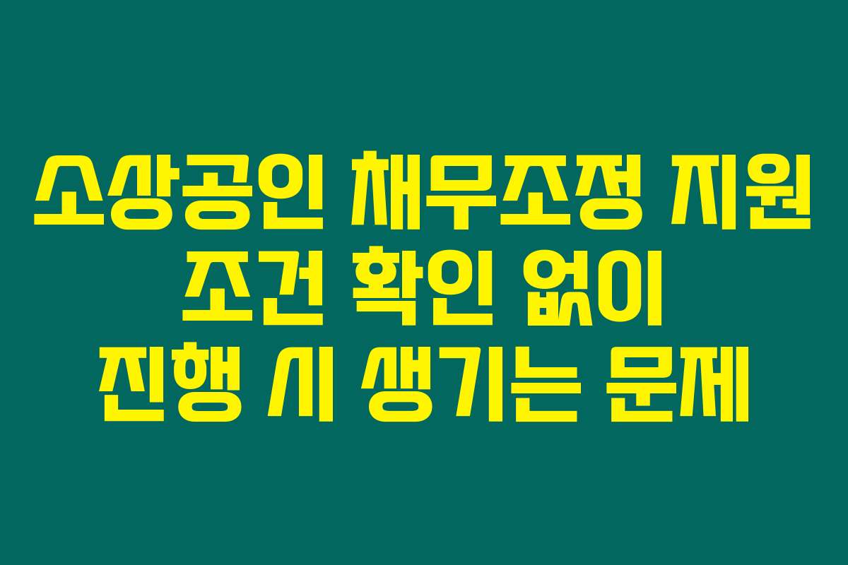 소상공인 채무조정 지원 조건 확인 없이 진행 시 생기는 문제