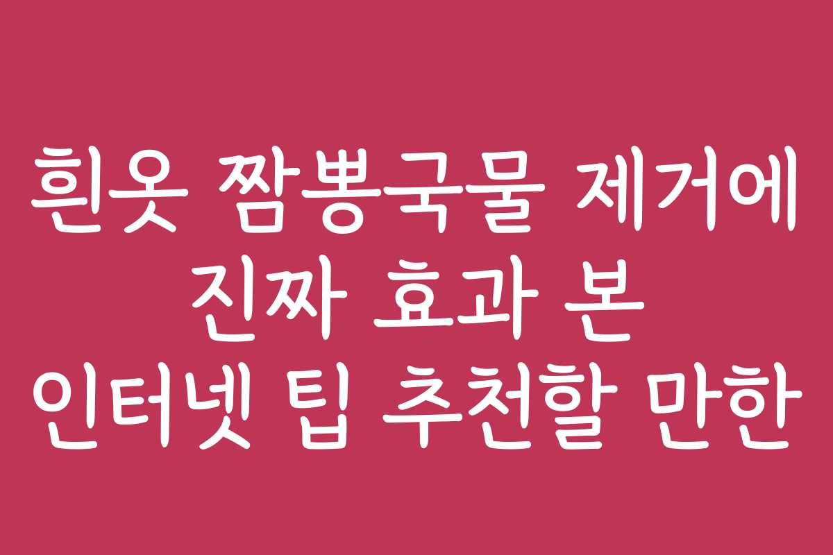 흰옷 짬뽕국물 제거에 진짜 효과 본 인터넷 팁 추천할 만한