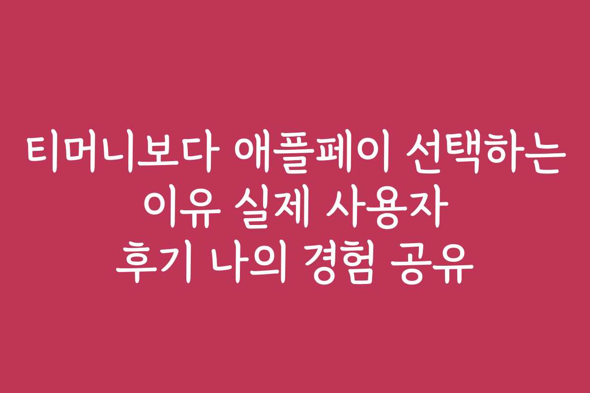 티머니보다 애플페이 선택하는 이유 실제 사용자 후기 나의 경험 공유