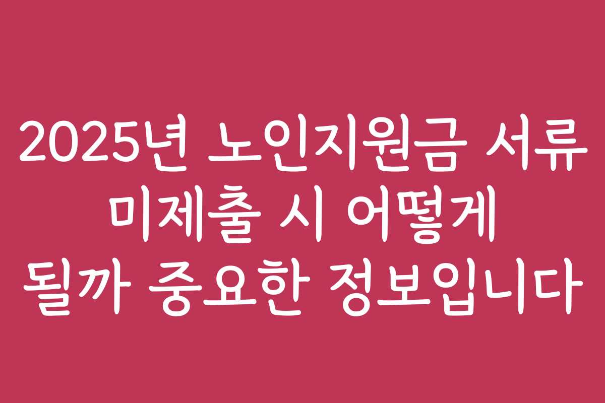 2025년 노인지원금 서류 미제출 시 어떻게 될까 중요한 정보입니다