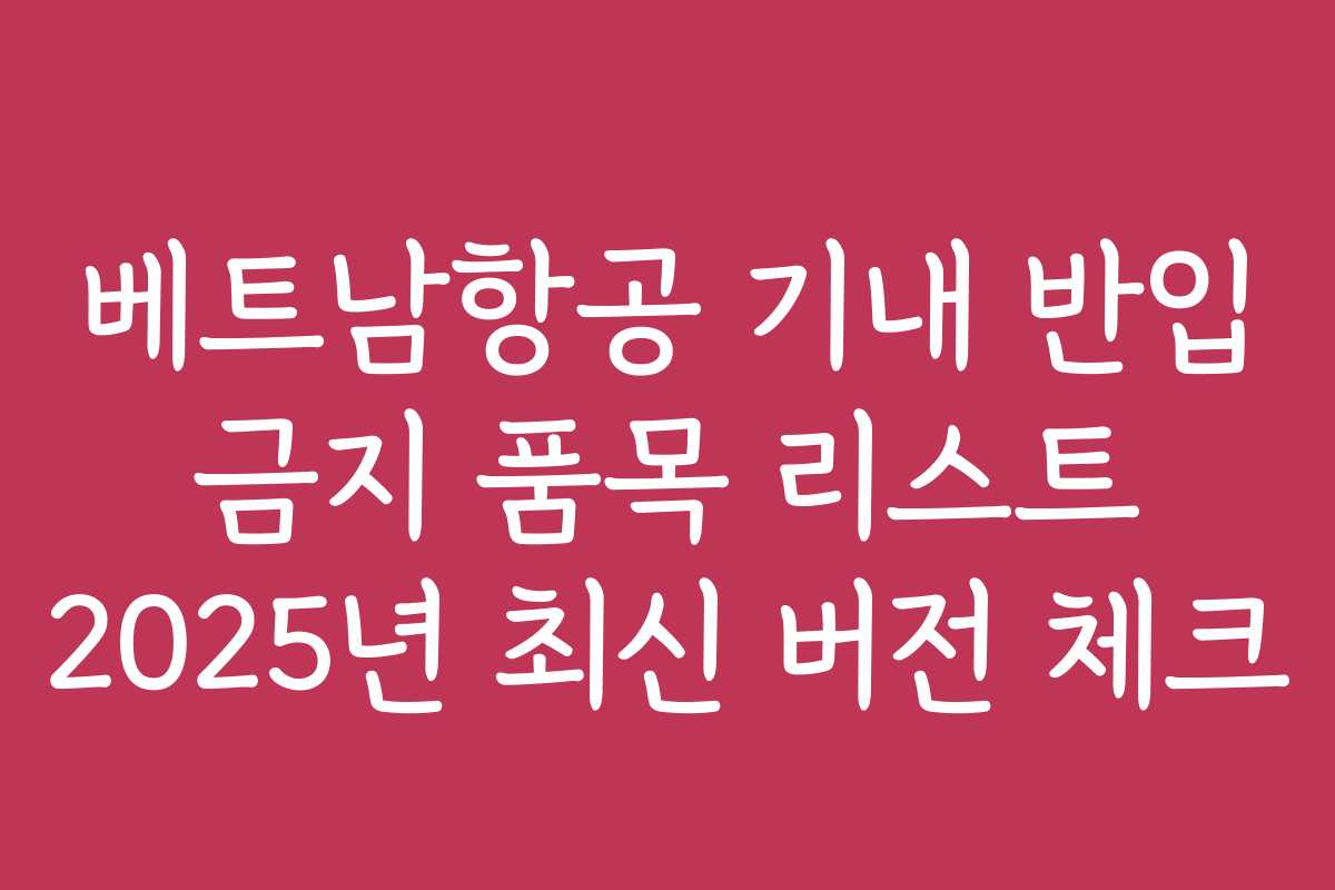 베트남항공 기내 반입 금지 품목 리스트 2025년 최신 버전 체크