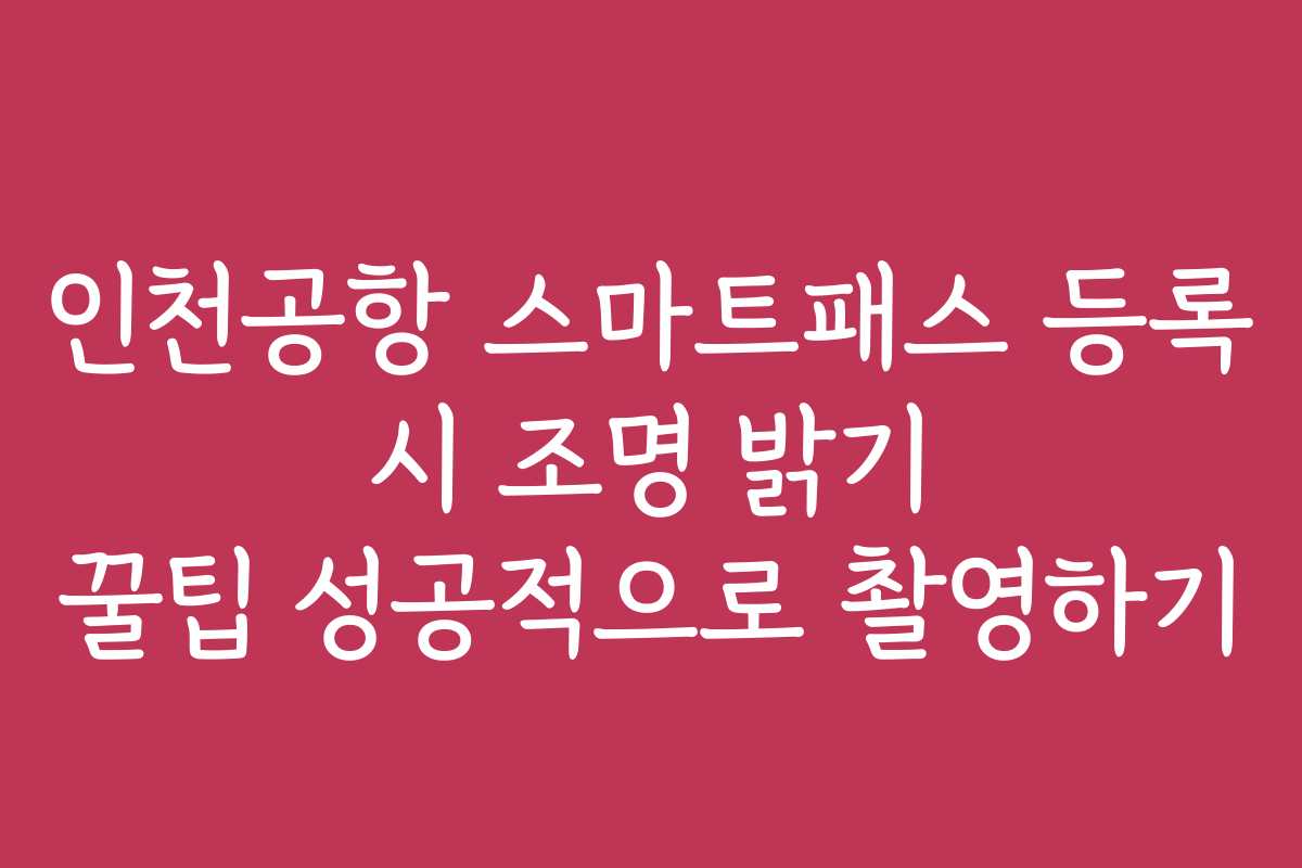 인천공항 스마트패스 등록 시 조명 밝기 꿀팁 성공적으로 촬영하기