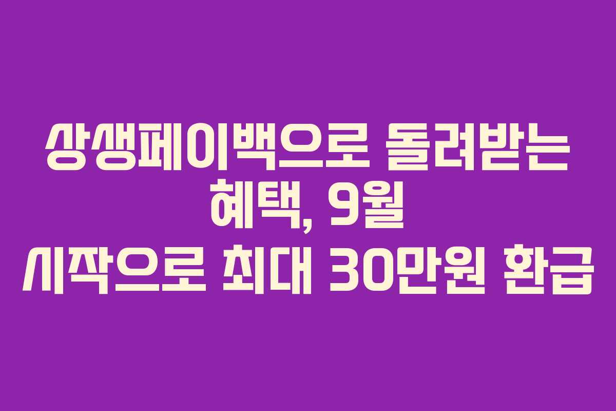 상생페이백으로 돌려받는 혜택, 9월 시작으로 최대 30만원 환급