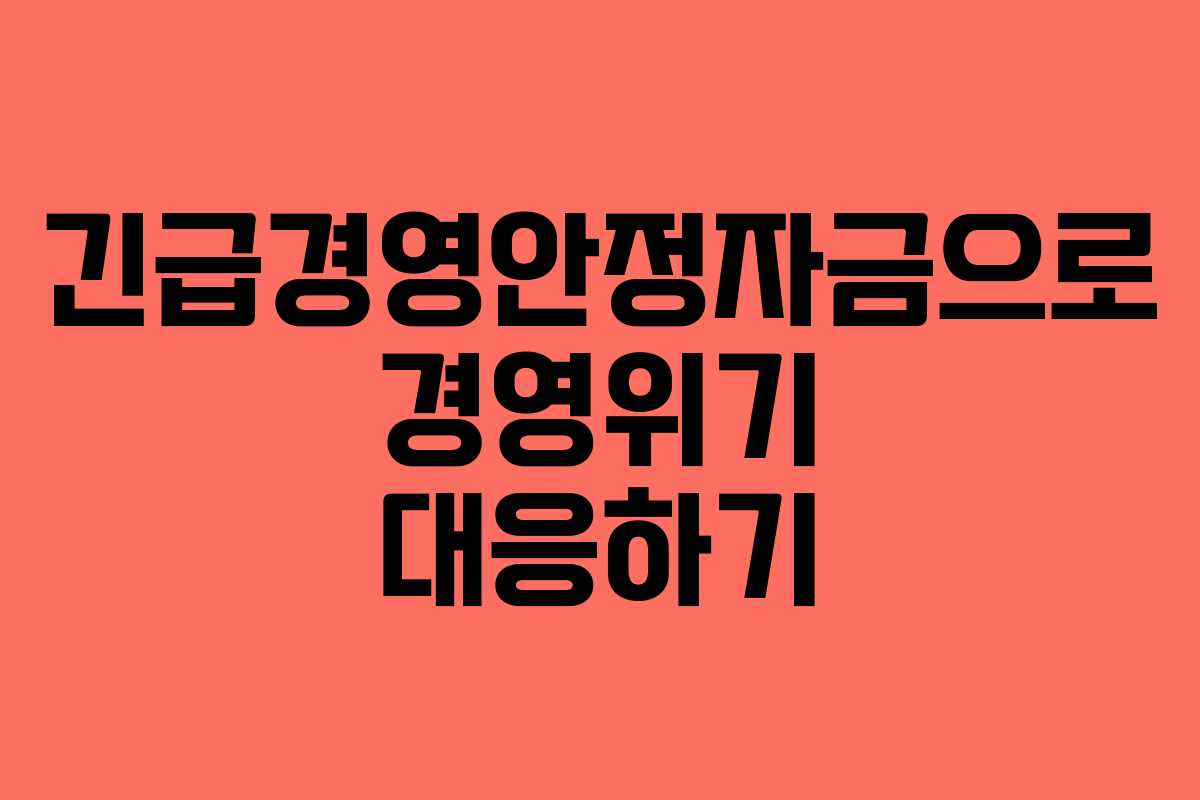 긴급경영안정자금으로 경영위기 대응하기