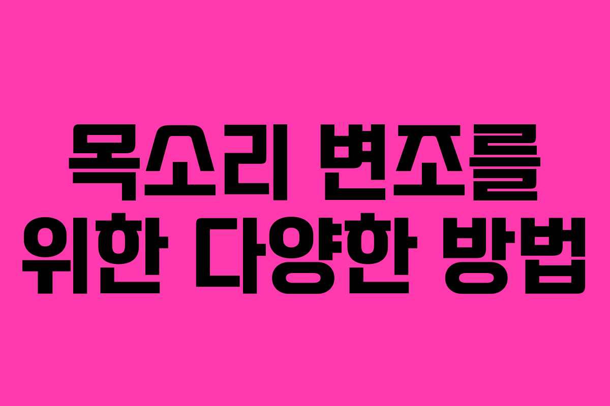 목소리 변조를 위한 다양한 방법