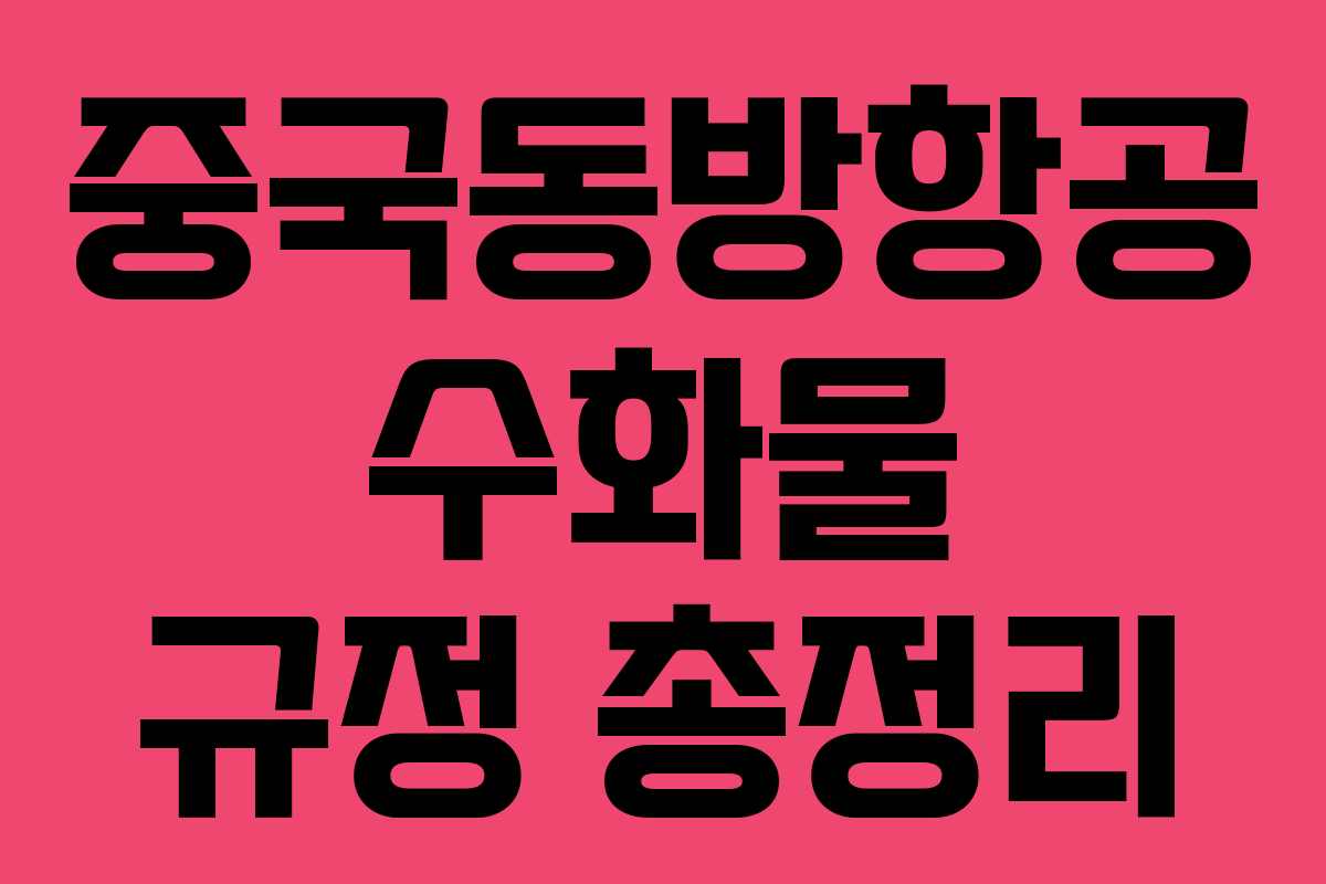 중국동방항공 수화물 규정 총정리