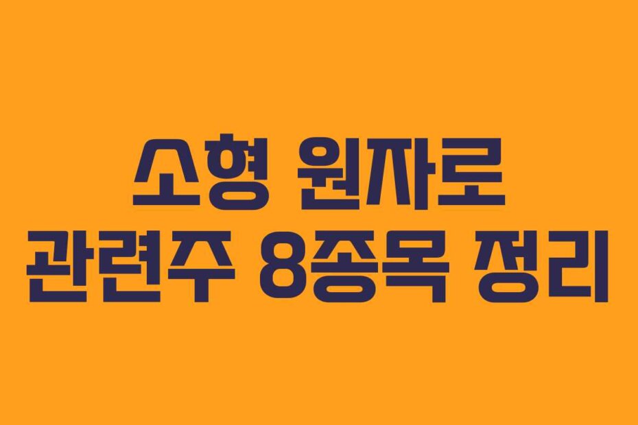 소형 원자로 관련주 8종목 정리