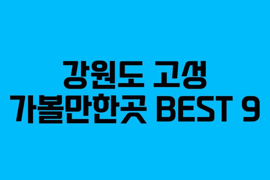 강원도 고성 가볼만한곳 BEST 9