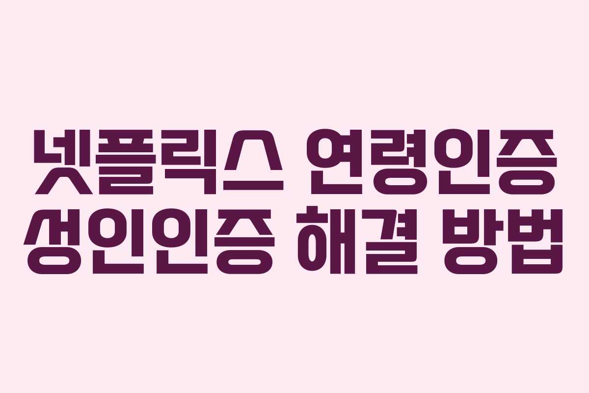 넷플릭스 연령인증 성인인증 해결 방법