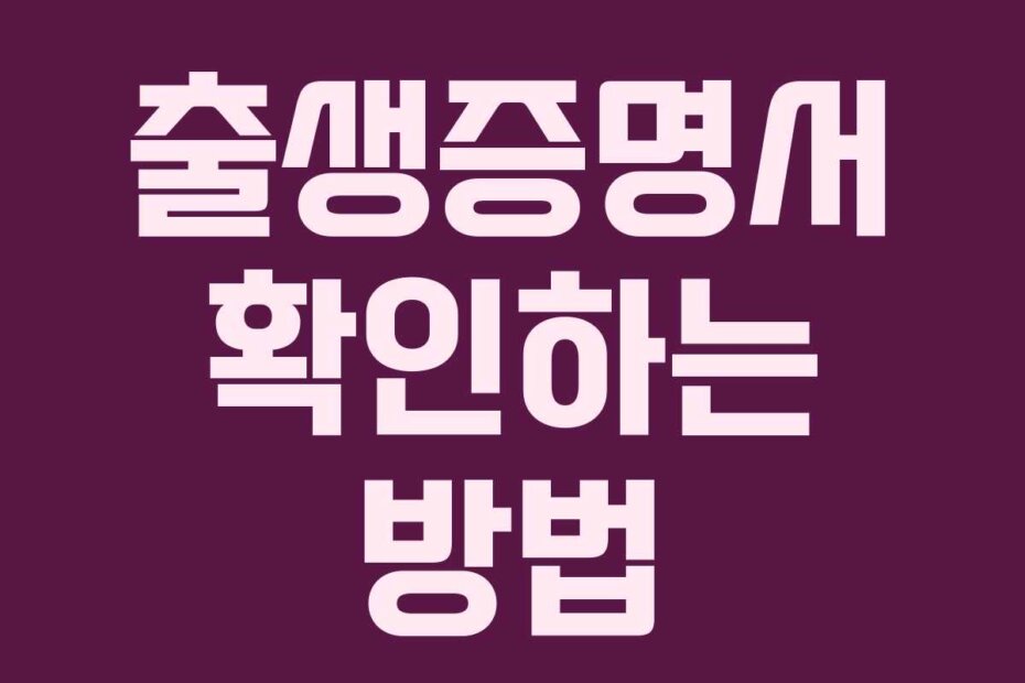 출생증명서 확인하는 방법