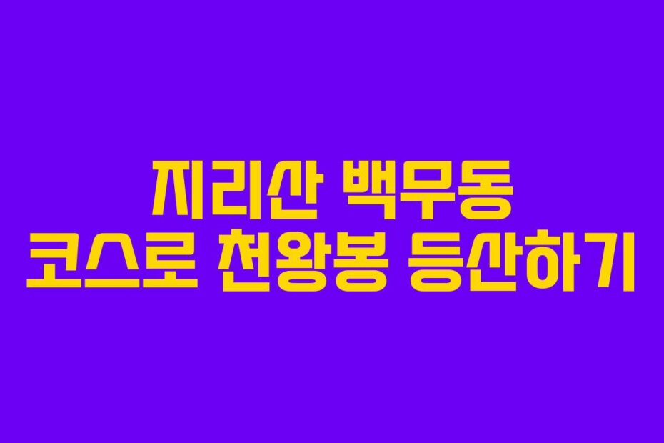 지리산 백무동 코스로 천왕봉 등산하기
