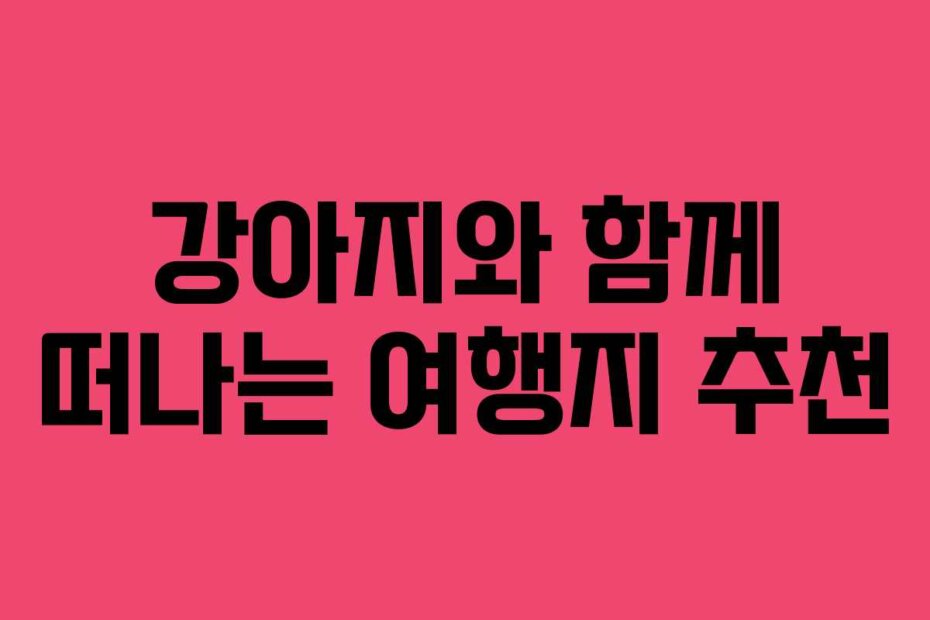 강아지와 함께 떠나는 여행지 추천