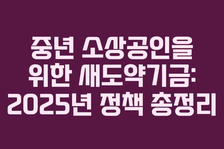 중년 소상공인을 위한 새도약기금: 2025년 정책 총정리