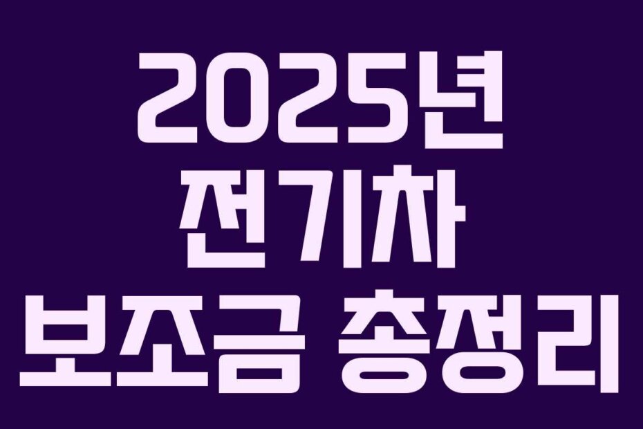 2025년 전기차 보조금 총정리