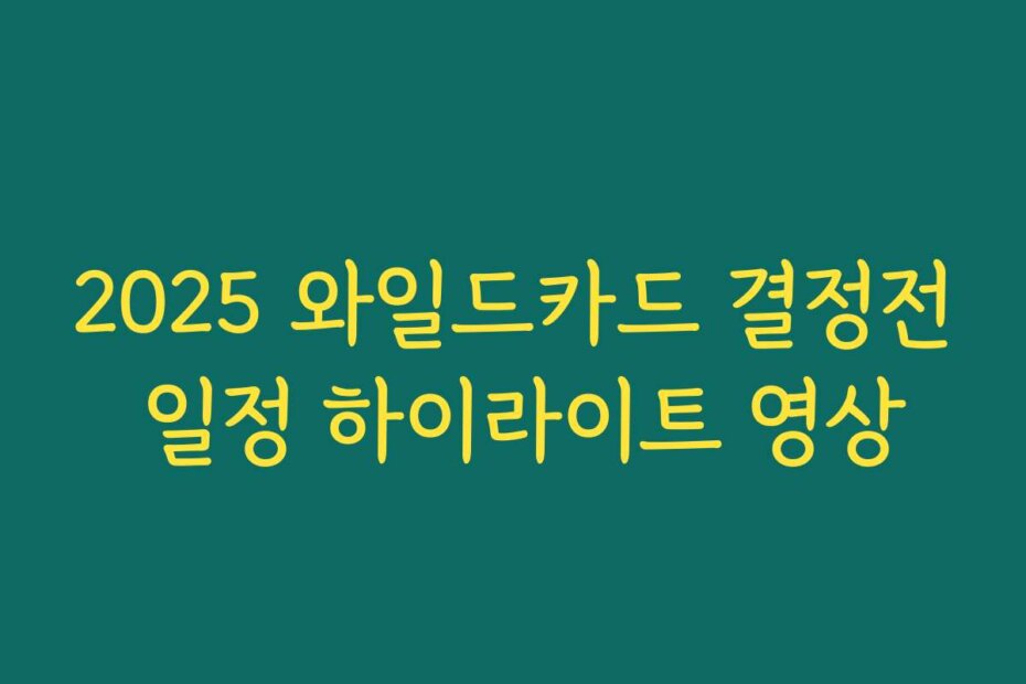 2025 와일드카드 결정전 일정 하이라이트 영상