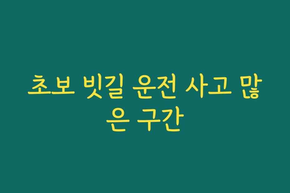 초보 빗길 운전 사고 많은 구간