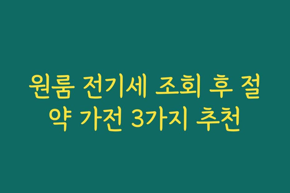 원룸 전기세 조회 후 절약 가전 3가지 추천