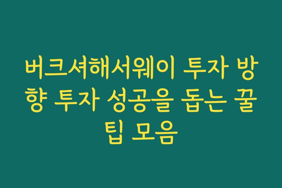 버크셔해서웨이 투자 방향 투자 성공을 돕는 꿀팁 모음