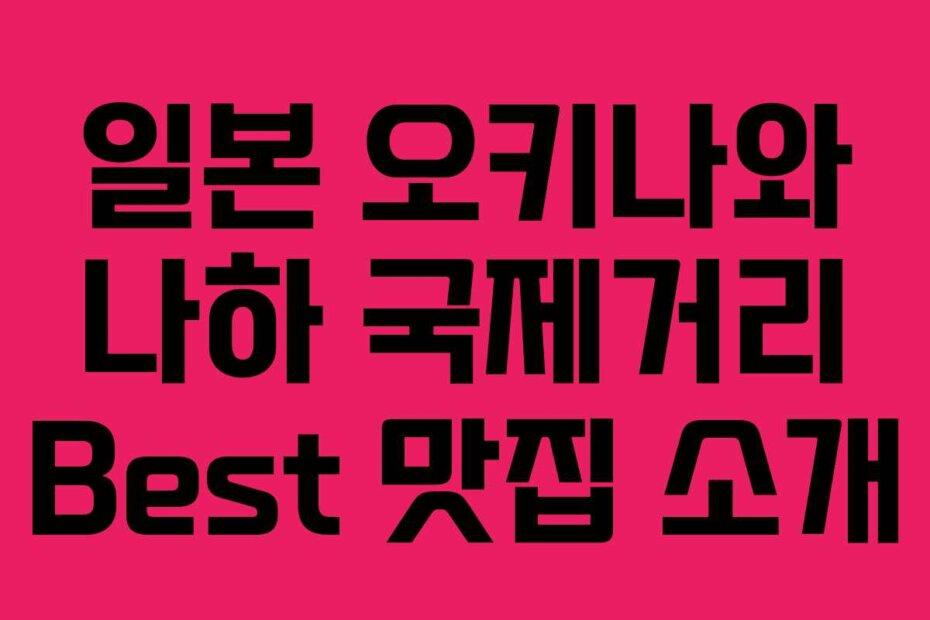 일본 오키나와 나하 국제거리 Best 맛집 소개