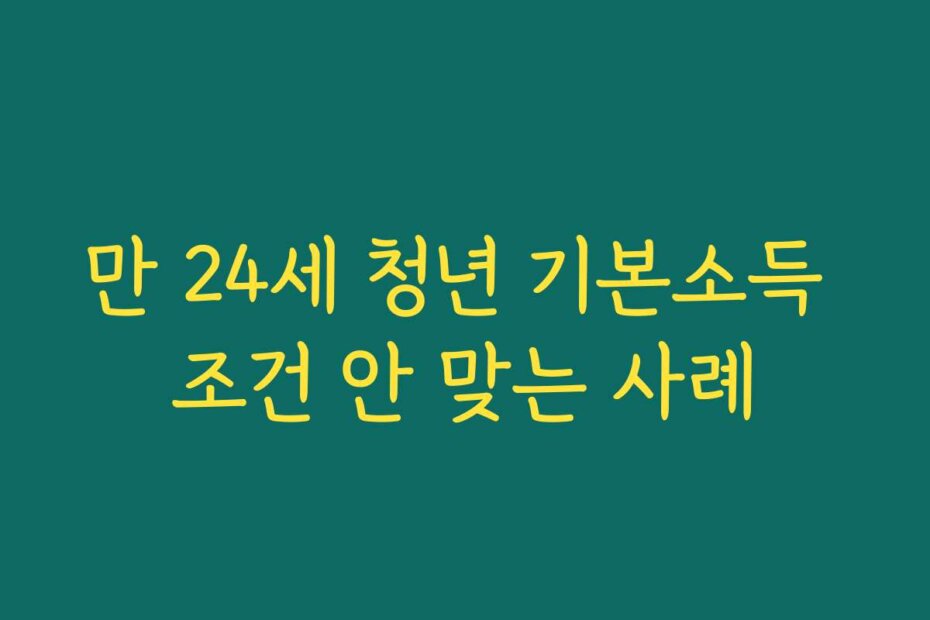 만 24세 청년 기본소득 조건 안 맞는 사례