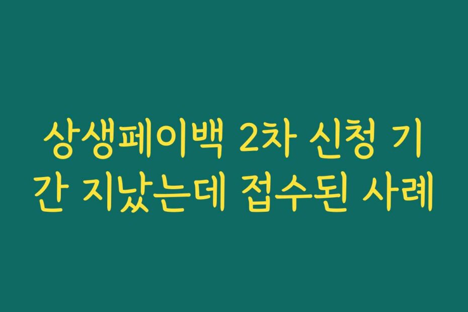 상생페이백 2차 신청 기간 지났는데 접수된 사례