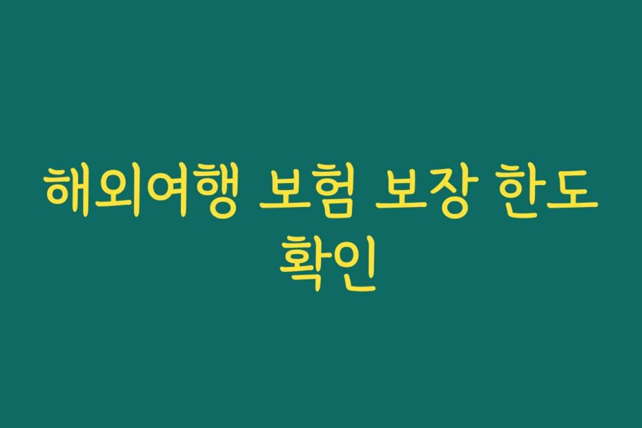 해외여행 보험 보장 한도 확인