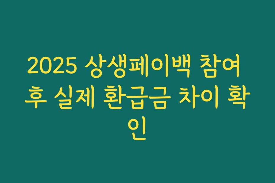 2025 상생페이백 참여 후 실제 환급금 차이 확인