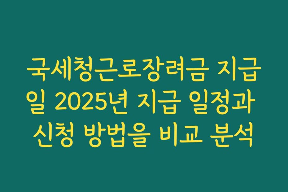 국세청근로장려금 지급일 2025년 지급 일정과 신청 방법을 비교 분석