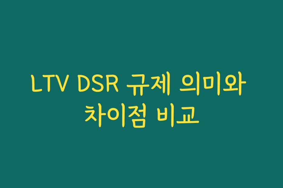 LTV DSR 규제 의미와 차이점 비교