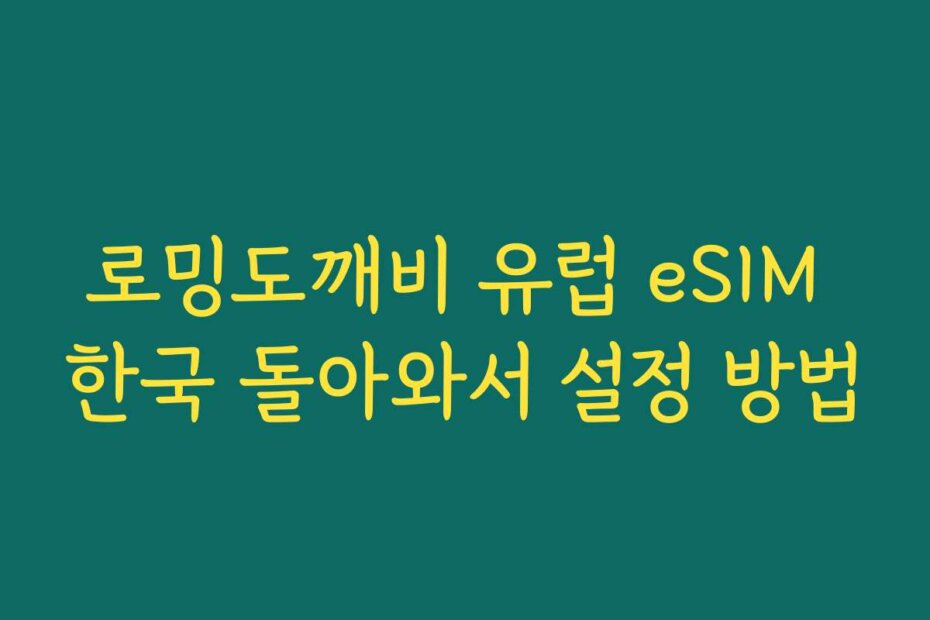 로밍도깨비 유럽 eSIM 한국 돌아와서 설정 방법