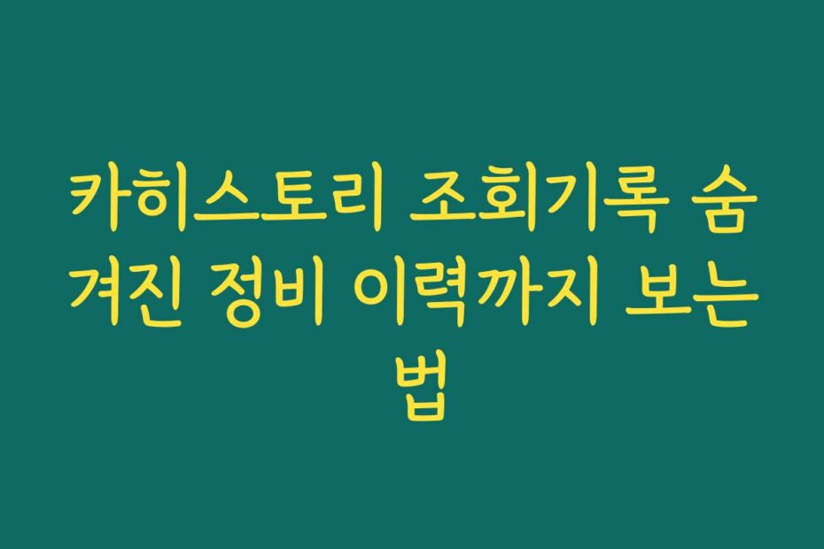 카히스토리 조회기록 숨겨진 정비 이력까지 보는 법