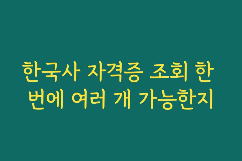 한국사 자격증 조회 한 번에 여러 개 가능한지