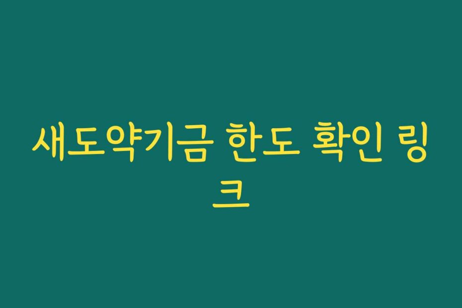 새도약기금 한도 확인 링크