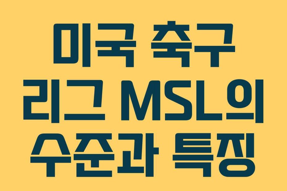 미국 축구 리그 MSL의 수준과 특징