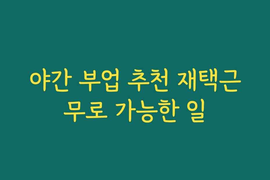 야간 부업 추천 재택근무로 가능한 일