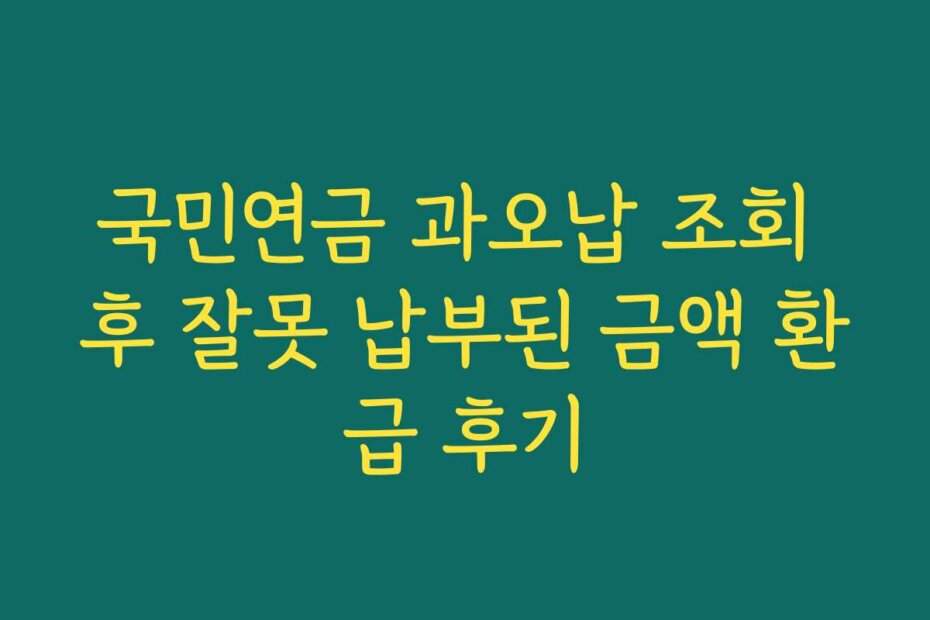 국민연금 과오납 조회 후 잘못 납부된 금액 환급 후기