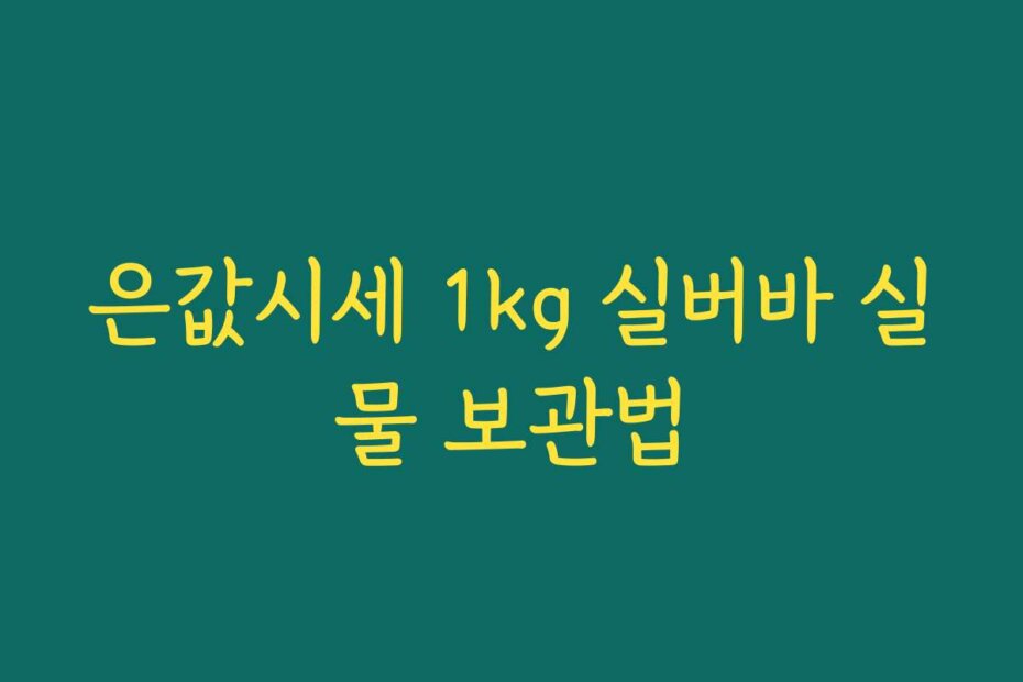 은값시세 1kg 실버바 실물 보관법