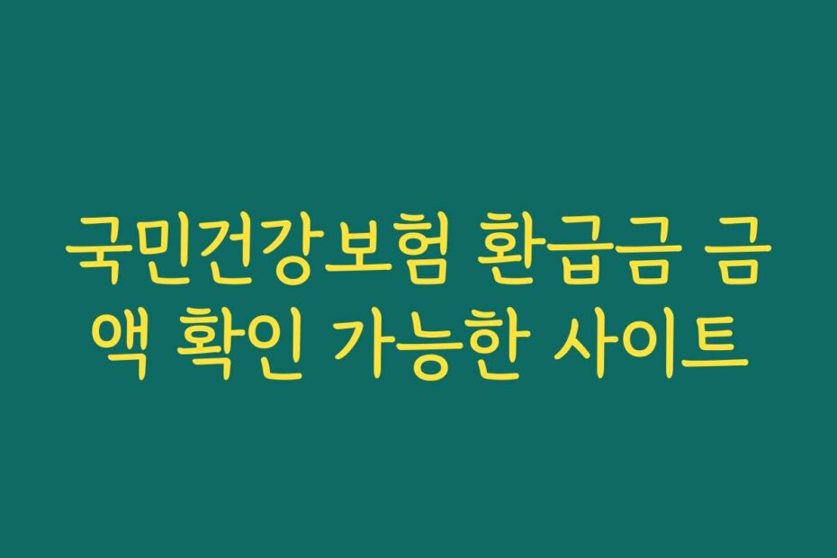 국민건강보험 환급금 금액 확인 가능한 사이트