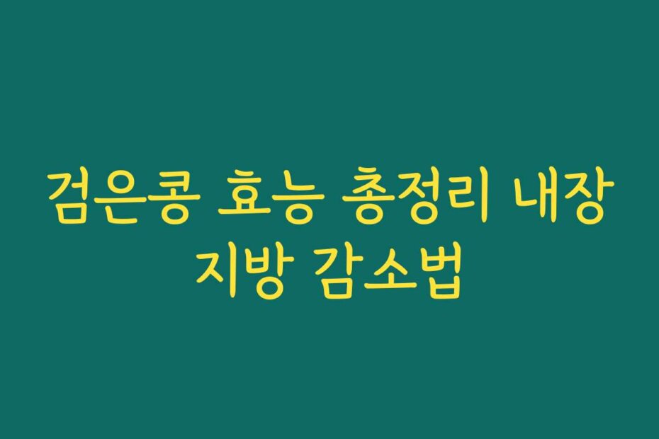 검은콩 효능 총정리 내장지방 감소법