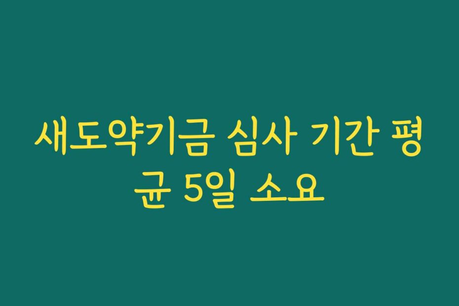 새도약기금 심사 기간 평균 5일 소요