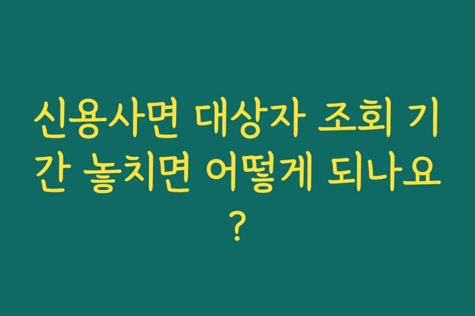 신용사면 대상자 조회 기간 놓치면 어떻게 되나요?