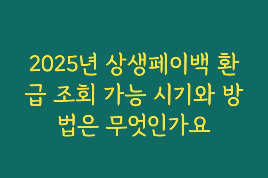 2025년 상생페이백 환급 조회 가능 시기와 방법은 무엇인가요