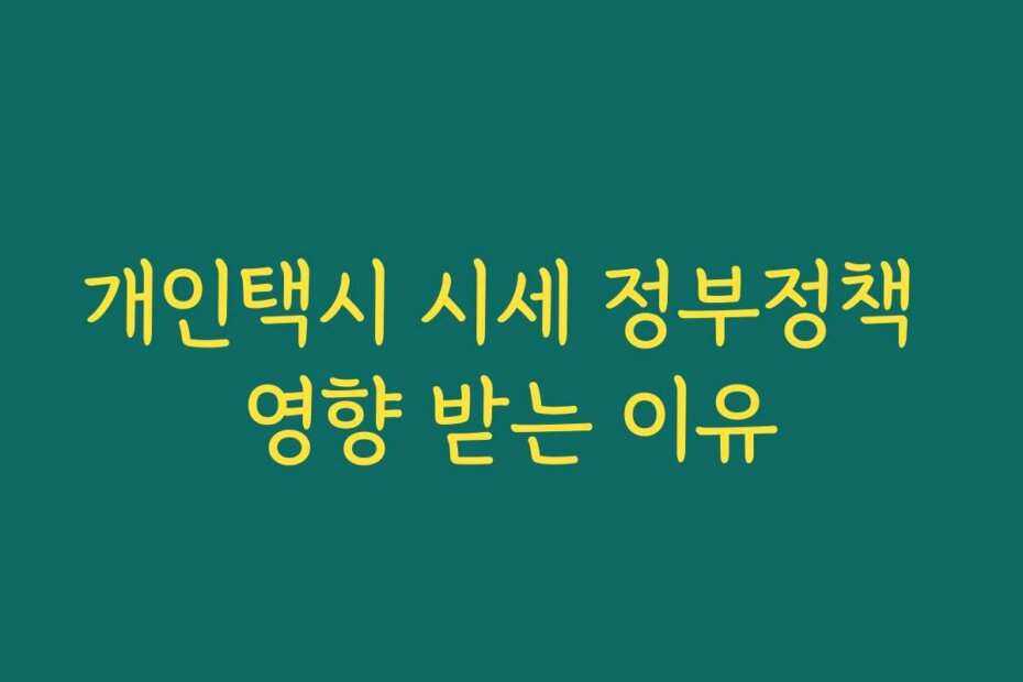 개인택시 시세 정부정책 영향 받는 이유